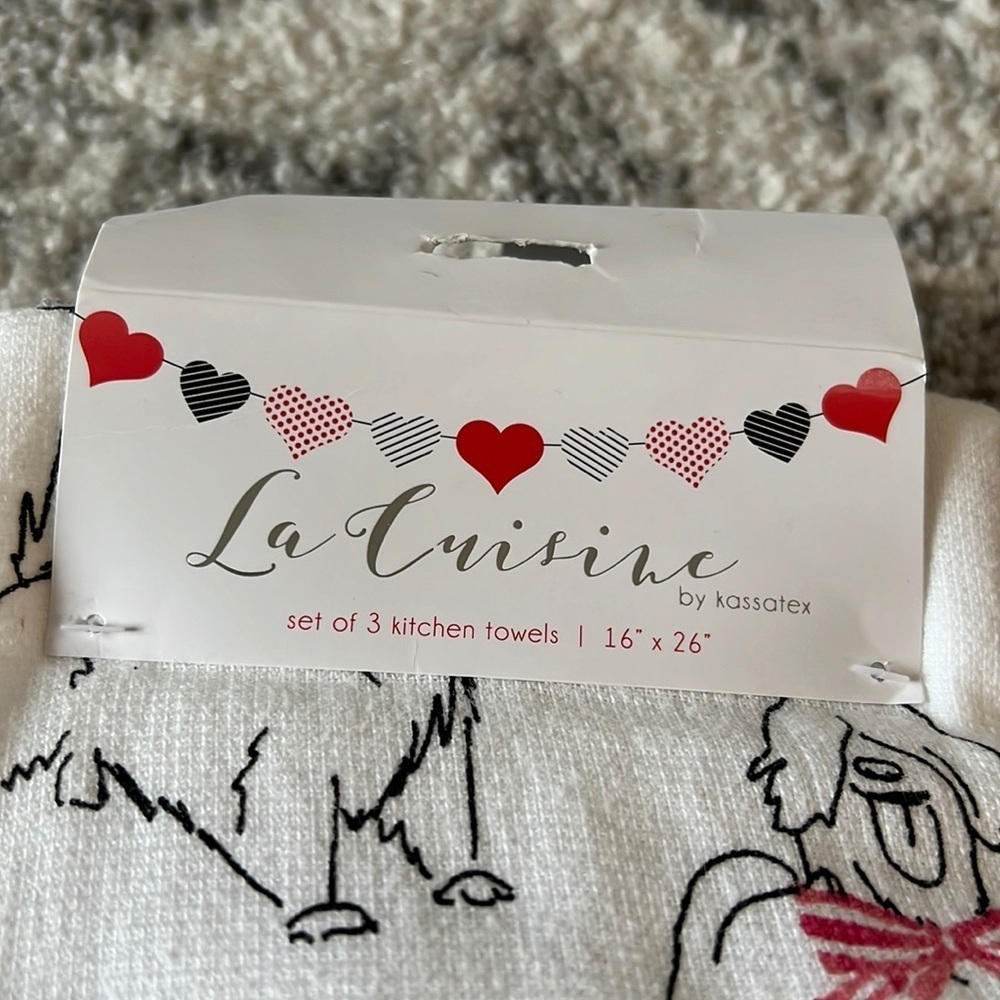 La Cuisine By Kassatex French Bulldog Kitchen Towel Set - Picture 7 of 10